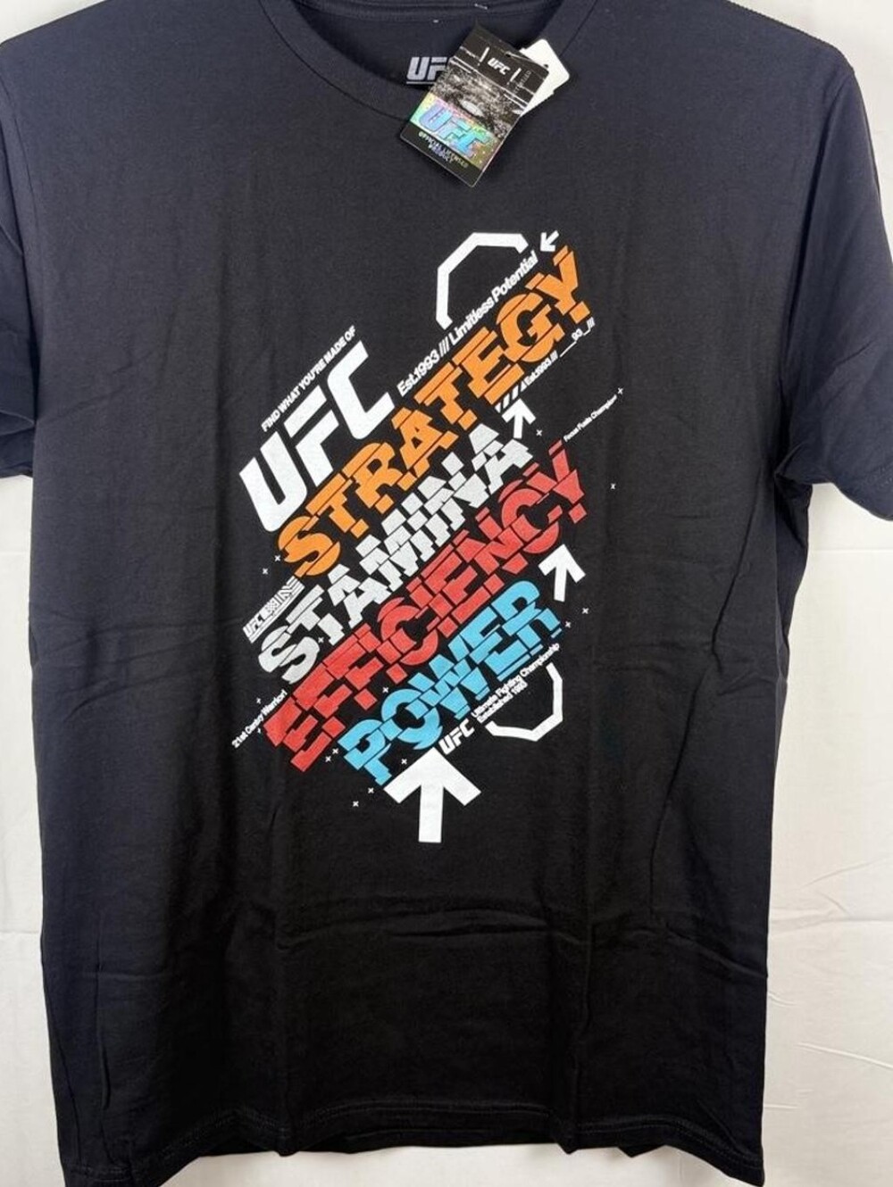 UFC Men's Black Graphic Tee - Strategy Stamina Strength Power
